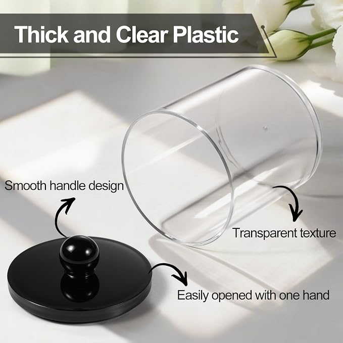 SheeChung 4 Pack Acrylic Qtip Holder Dispenser, Bathroom Jars - Image 3