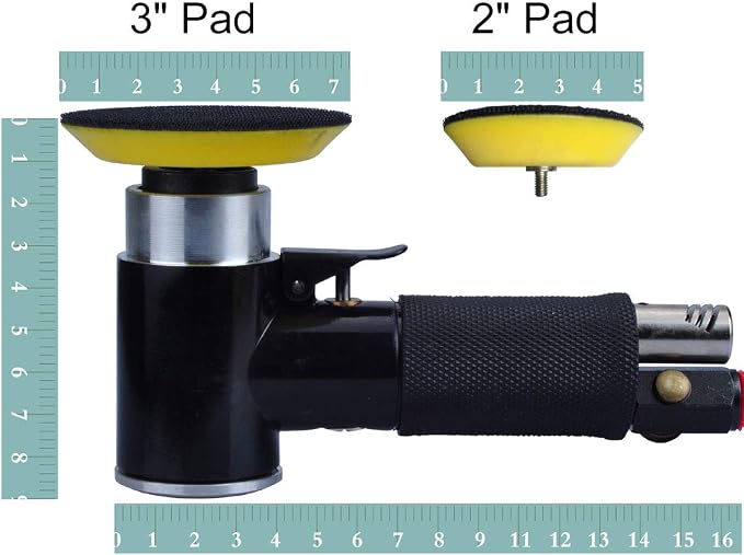2" & 3" Dual Action Mini Air Sander, Random Orbital Pneumatic Polisher Kit - Image 7