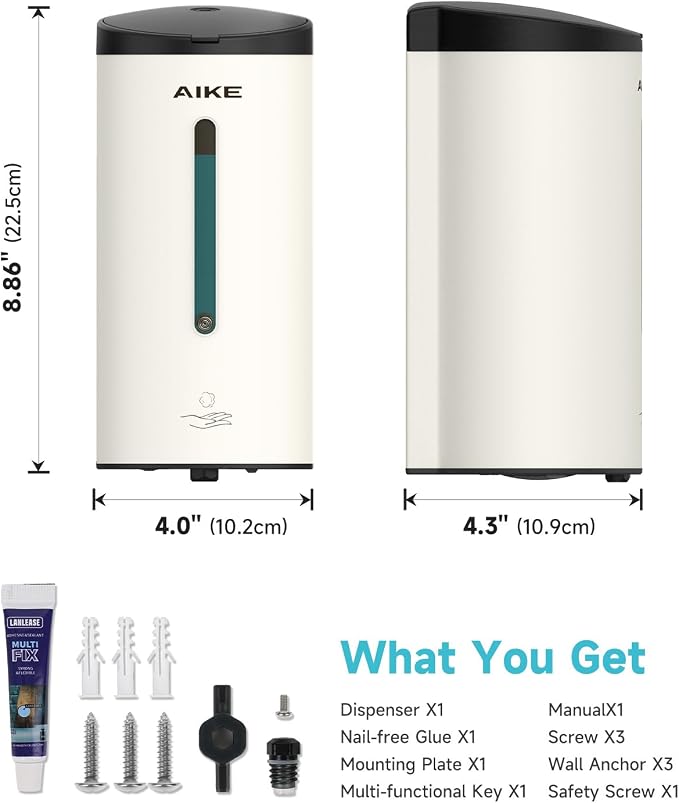 AIKE Wall Mount Automatic Foam Soap Dispenser 25 OZ Commercial Large Capacity - Image 9
