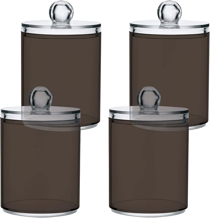 Brown Qtip Holder Organizer Dispenser Cotton Swabs Cans Plastic Jars - Image 2