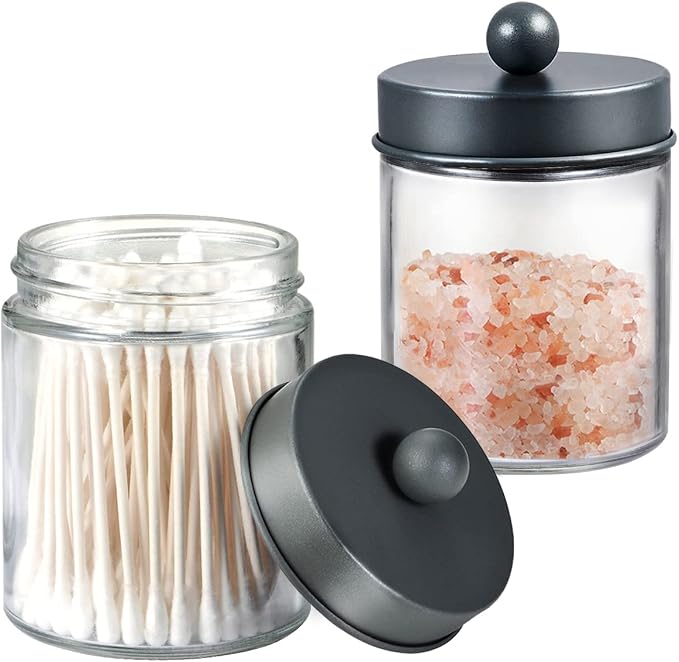 Amolliar 4 Pack Apothecary Jars Bathroom Vanity Storage Organizer Set - Image 2