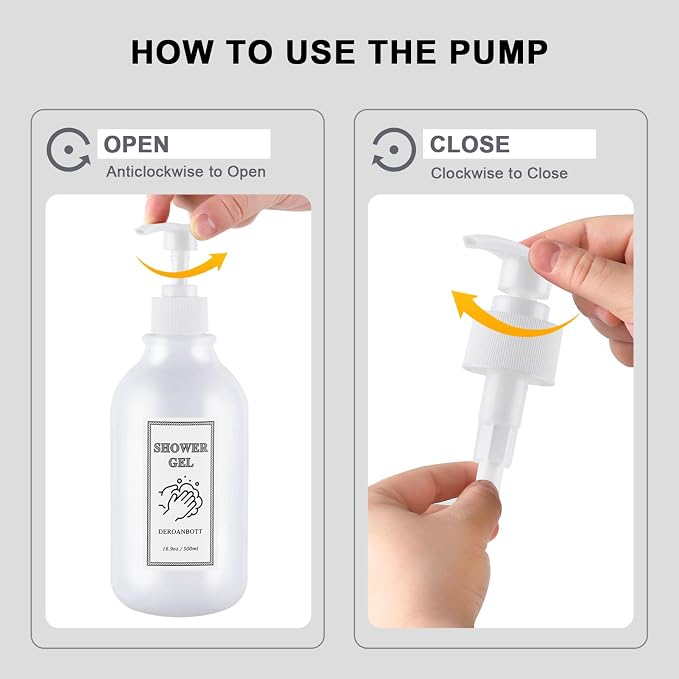 Shampoo and Conditioner Dispenser, Refillable Plastic Shampoo Pump Bottles - Image 5