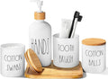 White Bathroom Accessories, Soap Dispenser and Toothbrush Holder Set, Qtip and by ALPIRIRAL