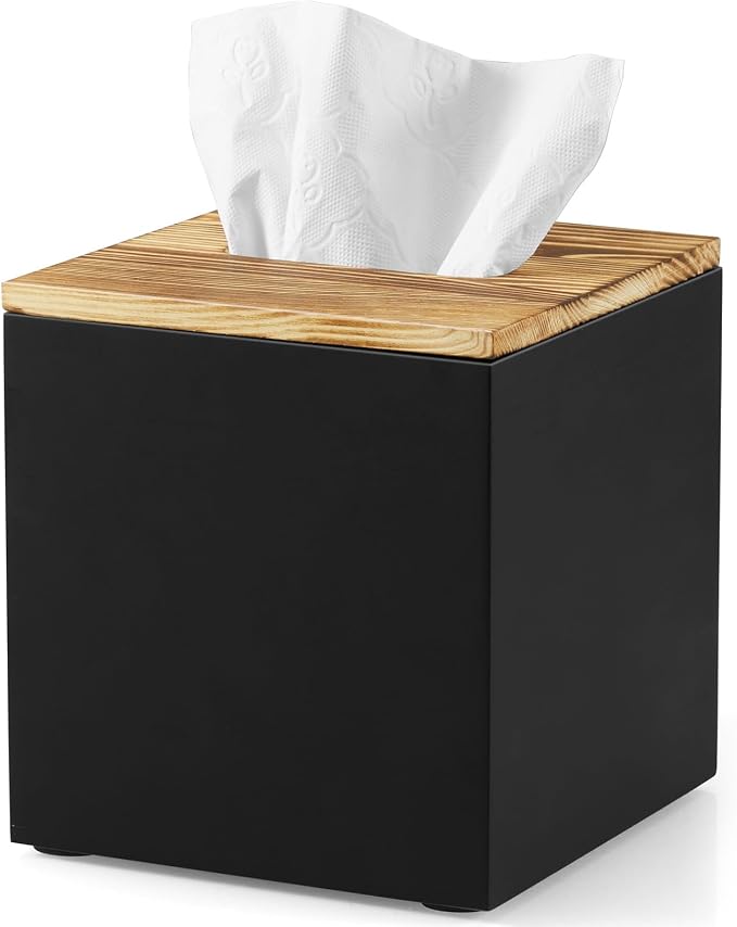 Black Tissue Box Cover Square by Unknown