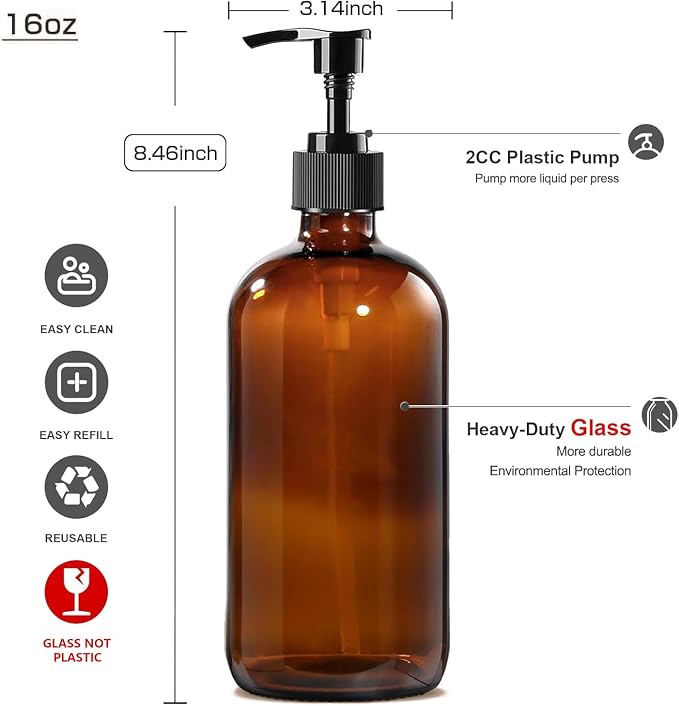 4 Pack 16 oz Amber Glass Bottles - Image 3