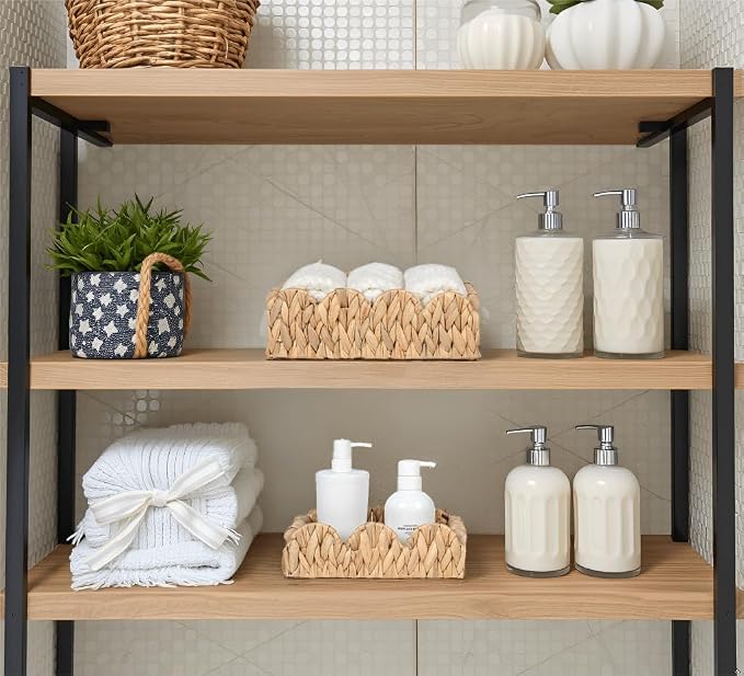Wicker Bathroom Basket Tray Organizer w/Scalloped - Image 5