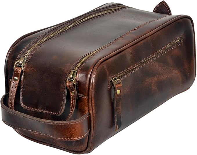 Leather Toiletry Bag for Men by MILITARIASTUFFS
