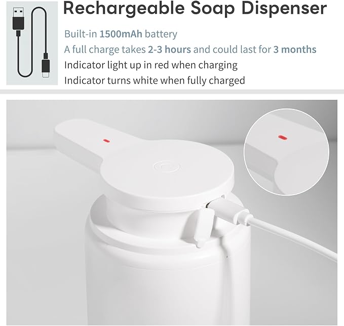 Automatic Foaming Soap Dispenser, Rechargeable Touchless Foam Hand Soap - Image 6