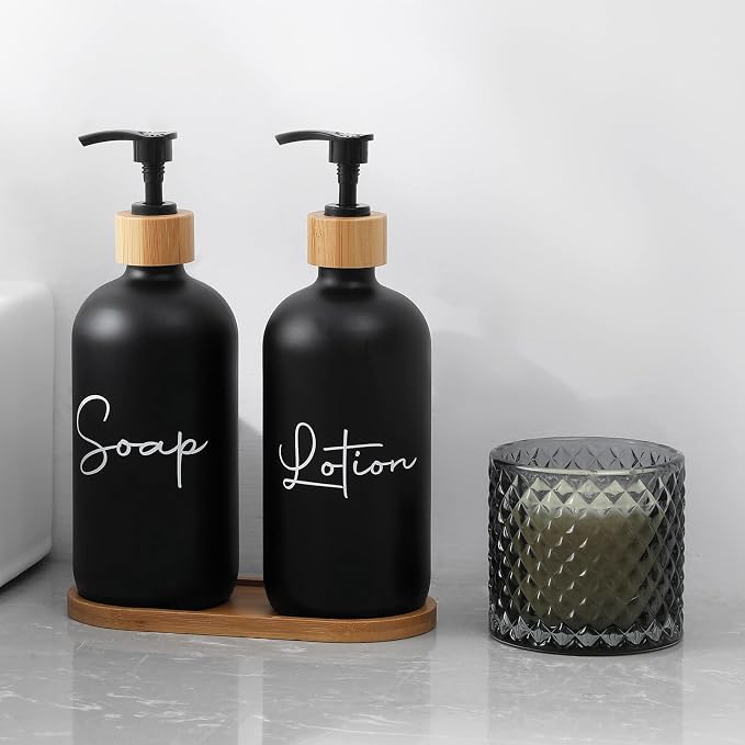 17 oz Hand Soap Dispenser Empty Glass Lotion Pump Bottles, Refillable Liquid - Image 3