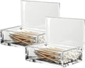 Sizikato Set of 2 Clear Acrylic Q-Tip Holder Bathroom Cotton Swab Dispenser. by Sizikato
