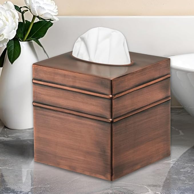 Monarch Abode Tissue Box Cover Square – Handcrafted Border Embossed Antique - Image 8