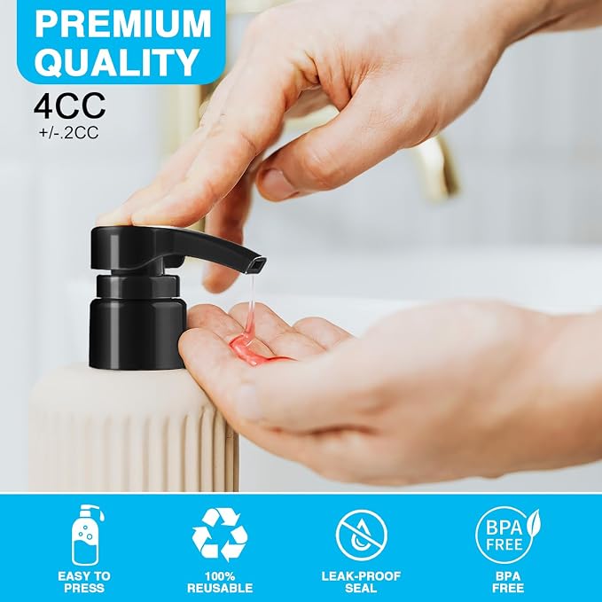 4-Pack Shampoo Pump for Liter 33.8 oz Shampoo and Conditioner, Pump Dispenser - Image 6