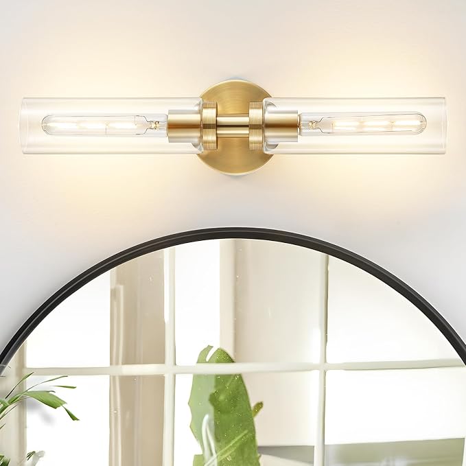 2 Light Bathroom Wall Sconce Set of 2, Modern Farmhouse Brushed Brass Gold - Image 9