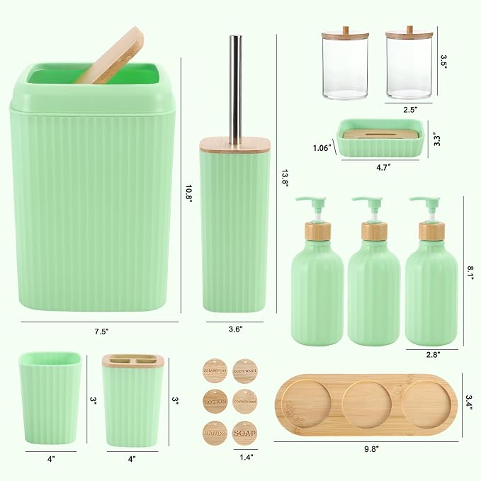 Green Bathroom Accessories Set 17PCS Bathroom Set - Image 6