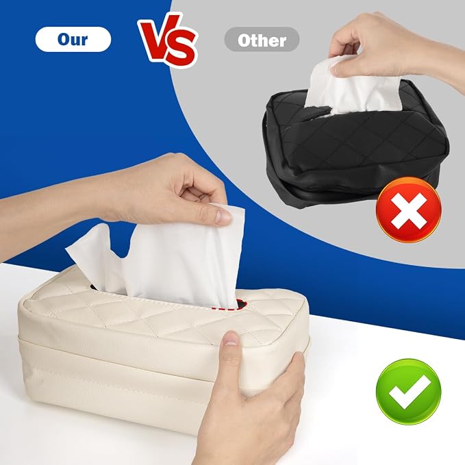 Car Tissue Holder, Standard PU Leather Napkin Organizer - Image 2