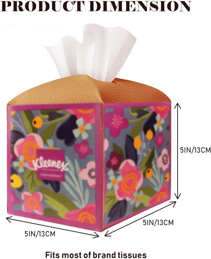 Tissue Box Cover Holder Square Tissue Cube Cover PU Leather Tissue Organizer - Image 5