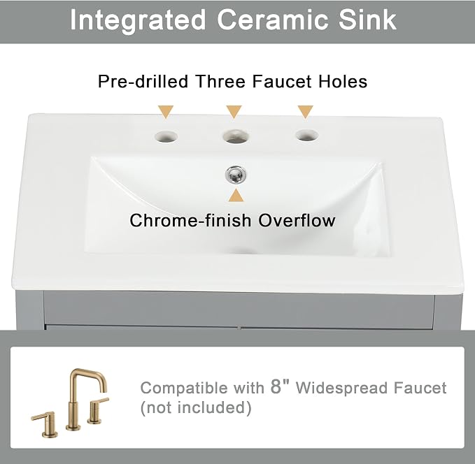 Harper & Bright Designs 24" Bathroom Vanity - Image 6