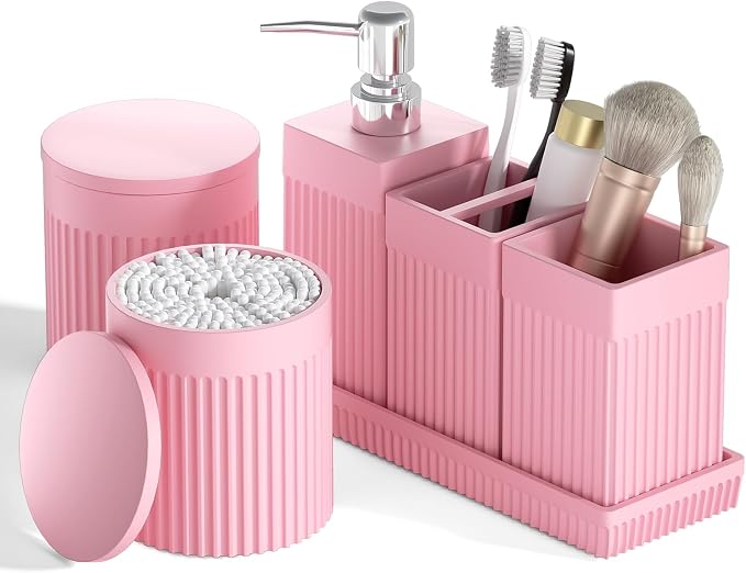 6-Piece Pink Bathroom Set by LetUsMakeHomeYourFavoriteDestination