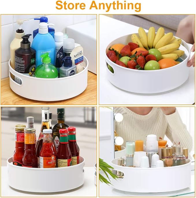 Semlos 360° Rotating Lazy Susan Organizers, 2 Packs 9" and 12" Turntable Spice - Image 3