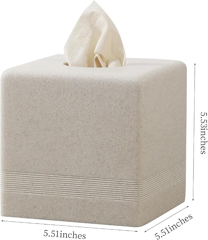 Tissue Box Cover Square, Resin Facial Tissue Holder Covers Cube Toilet Paper - Image 3