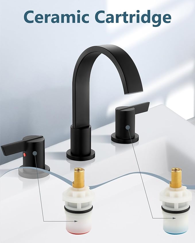 Aolemi Bathroom Faucets 3 Hole, 8 Inch Widespread Waterfall Bathroom Sink Faucet - Image 5