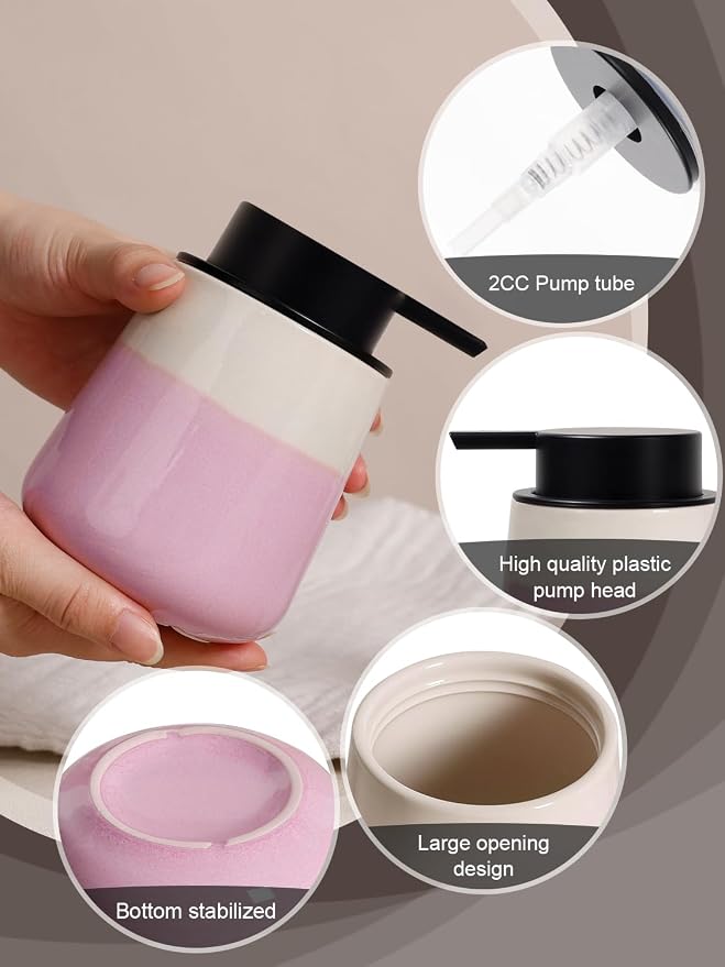 INGOFIN Ceramic Hand Soap Dispenser - 12 oz Liquid Lotion Dispenser Bathroom - Image 5