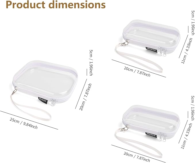 3 PCS Clear Hard Shell Zipper Case - Image 2