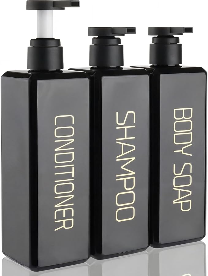 Shampoo and Conditioner Dispenser Shower Soap Bottles 3 Pack 550ml/18.6oz by Hethyo
