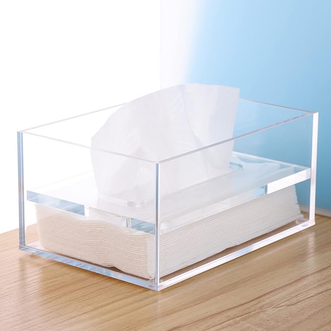 SANRUI Clear Acrylic Facial Tissue Box Cover Holder by SANRUI
