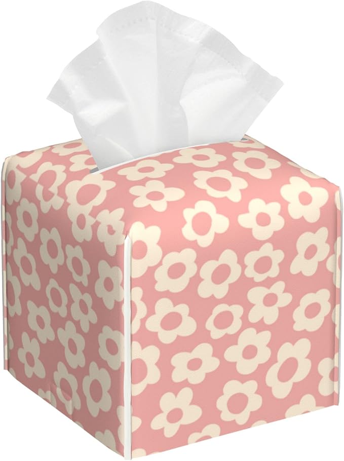 Vintage Groovy Flowers Tissue Box Cover Square by sndheke