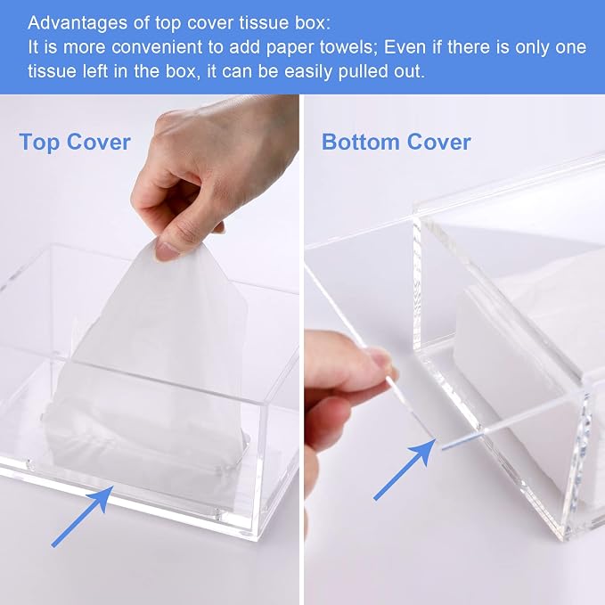 SANRUI Clear Acrylic Facial Tissue Box Cover Holder - Image 2