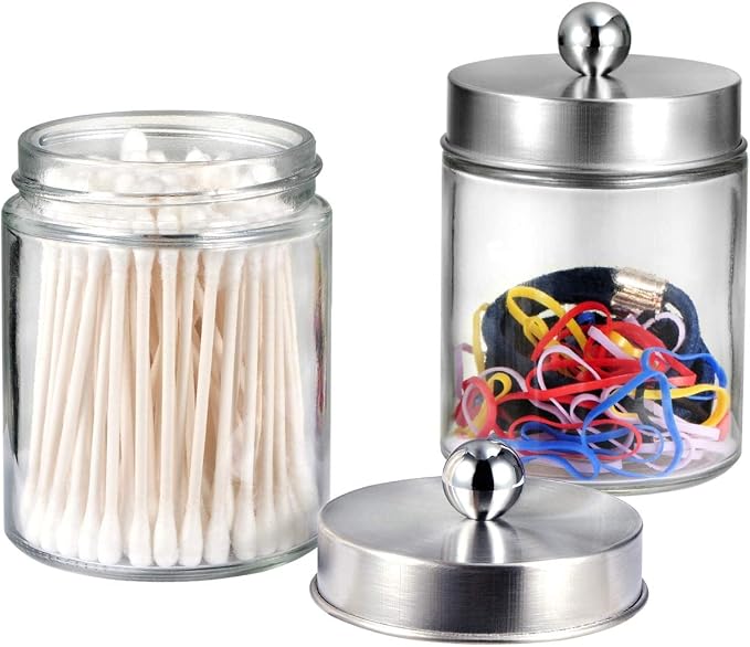 Amolliar 4Pc Apothecary Jars Bathroom Vanity Storage Organizer Set -Countertop - Image 2