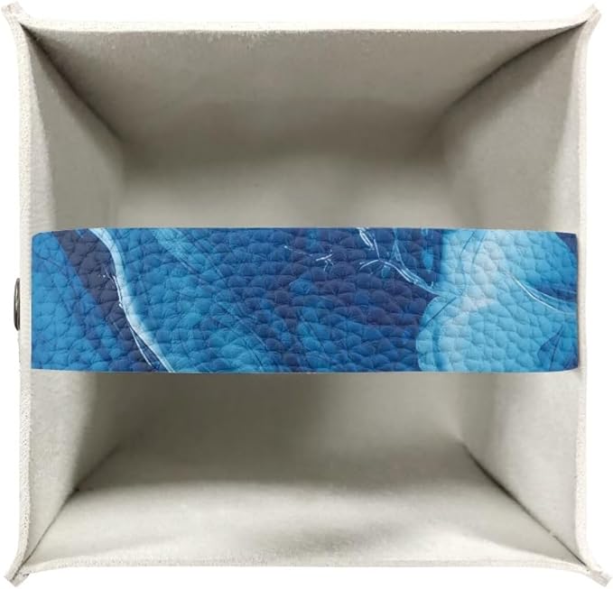 Blue Marble Tissue Box Cover Modern Square Tissue Box Organizer Decorative PU - Image 4
