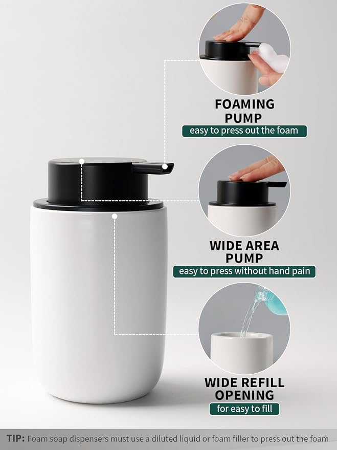Bosilunlife Soap Dispenser and Toothbrush Holder Set - 11Oz Foam Soap Dispenser - Image 3