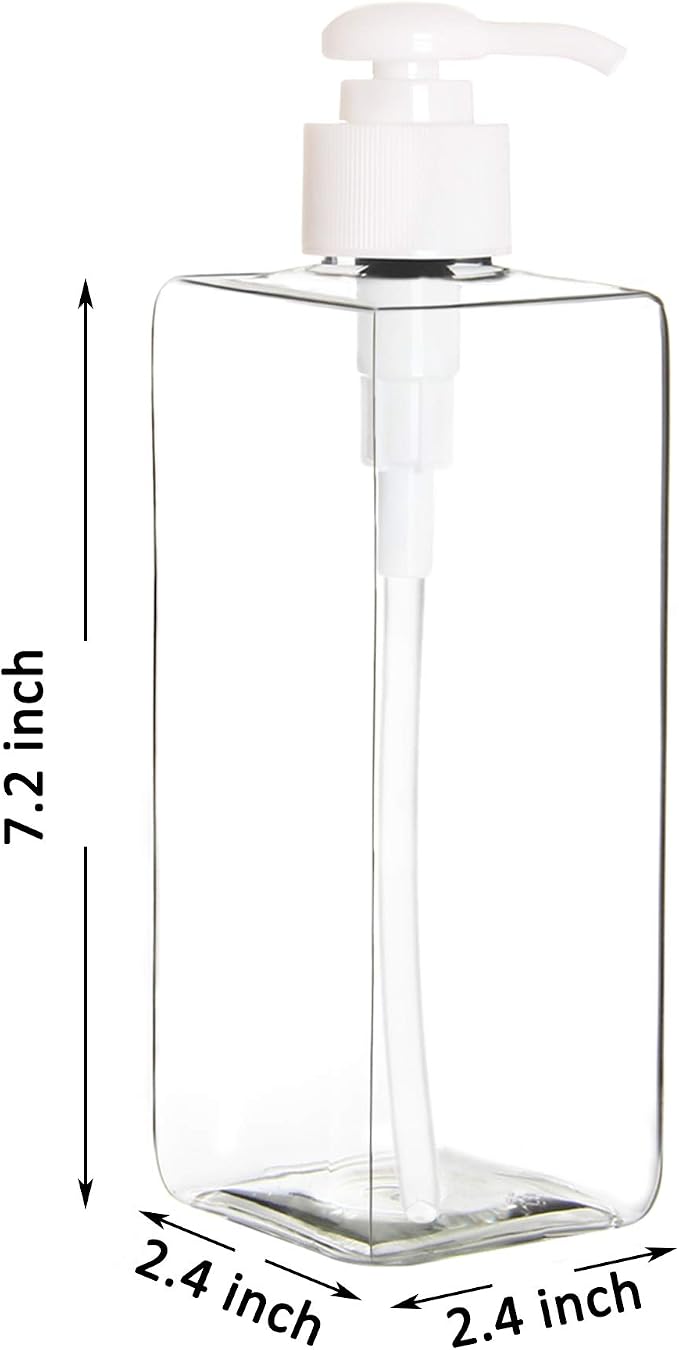 Youngever 5 Pack 16 Ounce Plastic Pump Bottles, Refillable Square Plastic Pump - Image 3