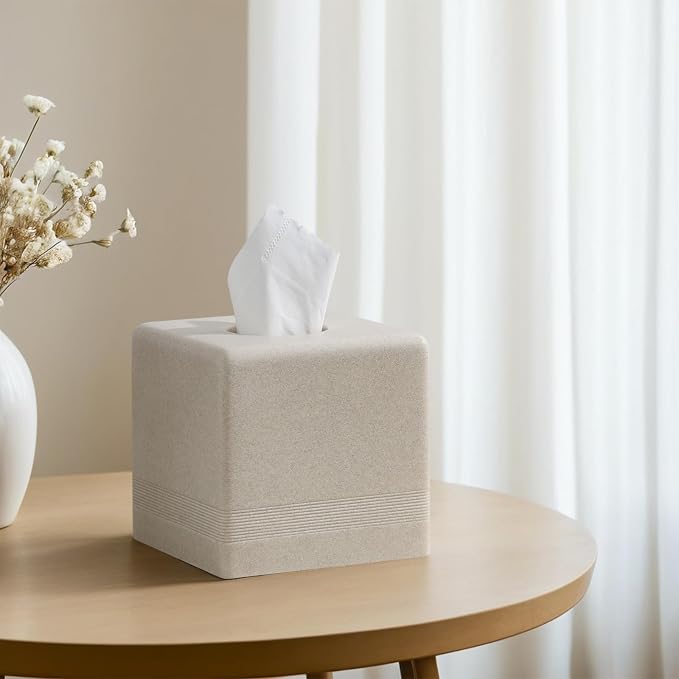 Tissue Box Cover Square, Resin Facial Tissue Holder Covers Cube Toilet Paper - Image 6