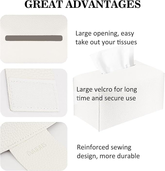 Tissue Box Cover PU Leather Tissue Holder Rectangle Facial Tissue Case Tissue - Image 4