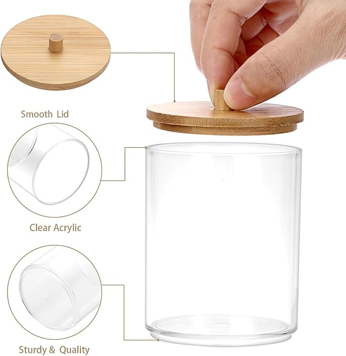 Hipiwe 2 Packs Acrylic Qtip Holder Clear Bathroom Dispenser - Image 4
