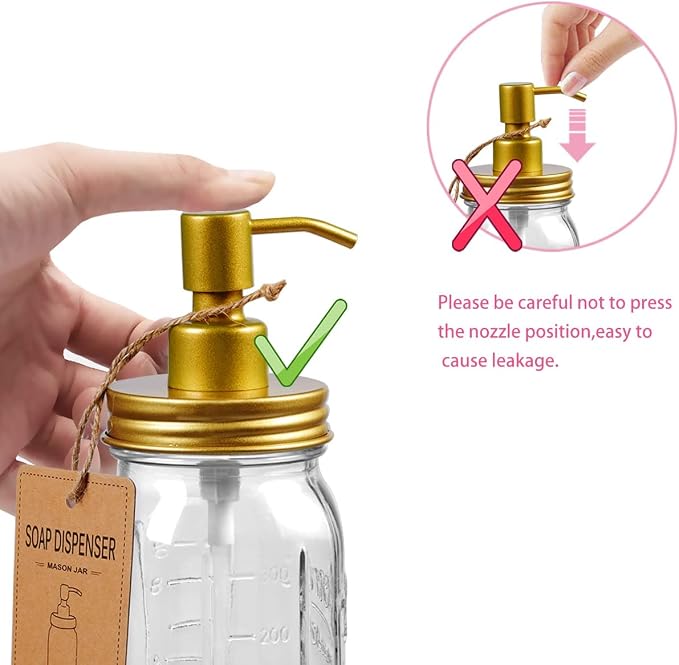 Amolliar Mason Jar Bathroom Accessories Set -Lotion Soap Dispenser & 2 Cotton - Image 2
