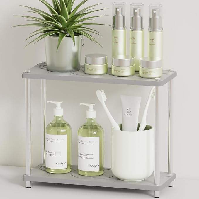 Bathroom Countertop Organizer Water Absorbing Stone Bathroom Organizer 2 Tier - Image 7