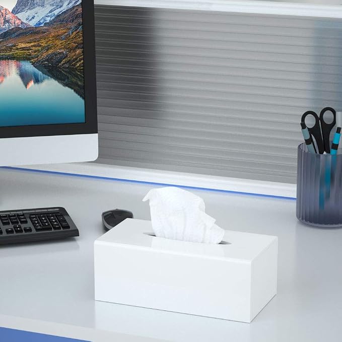 FEMELI Acrylic Tissue Box Cover, Rectangular Facial Tissue Holder Case Dispenser - Image 6