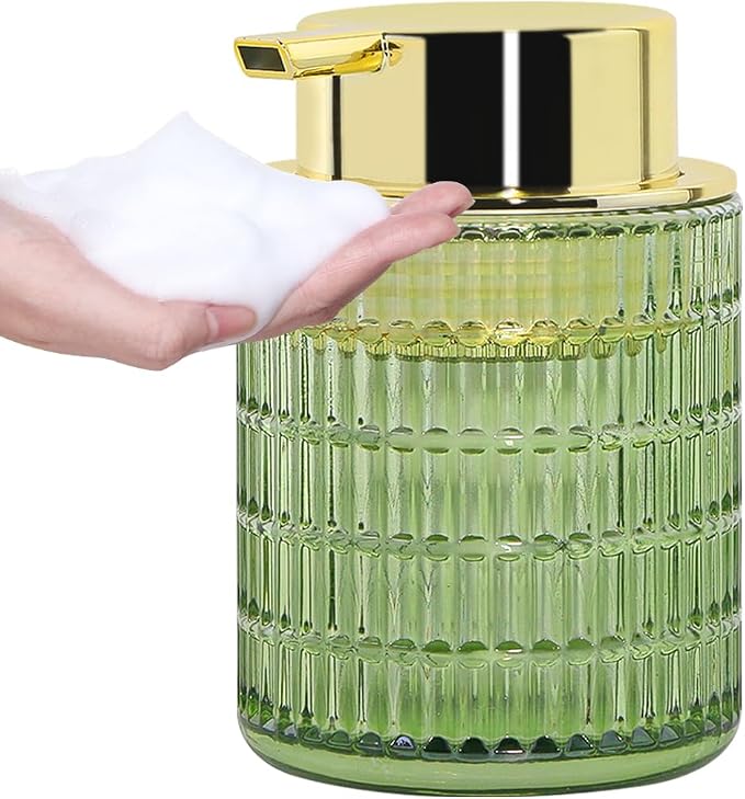 Green Foaming Soap Dispenser, Glass Foam Hand Soap Dispenser by Tonxus