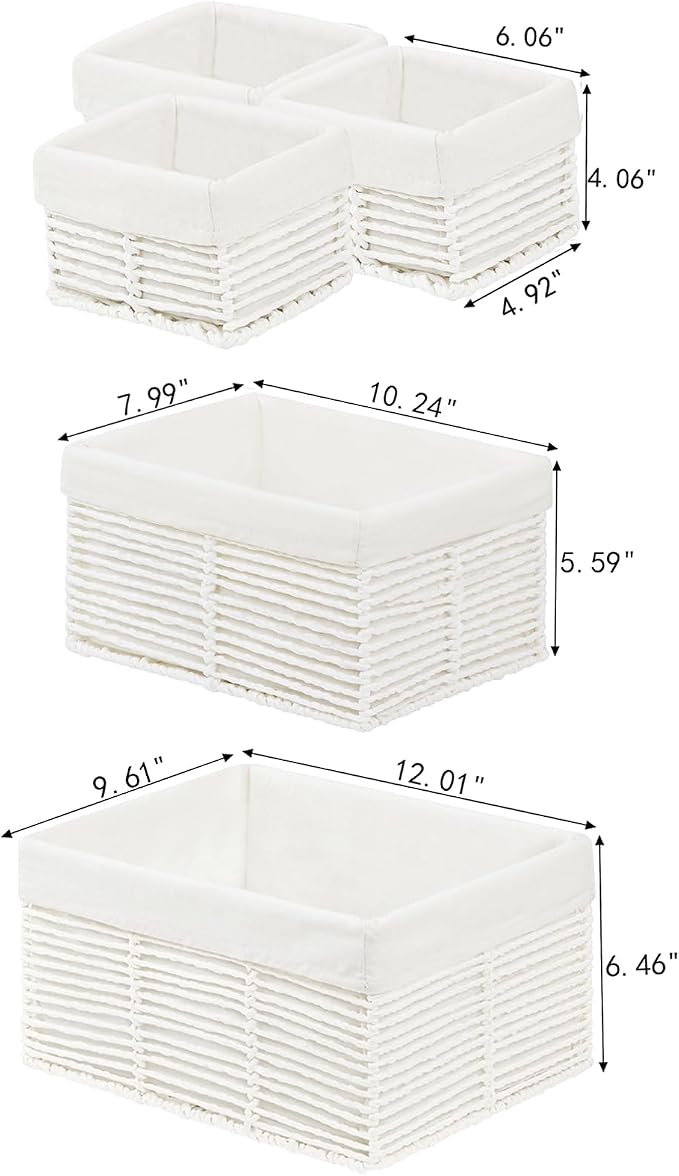 Vagusicc Wicker Storage Basket, Hand-Woven Paper Rope Woven Baskets, - Image 2