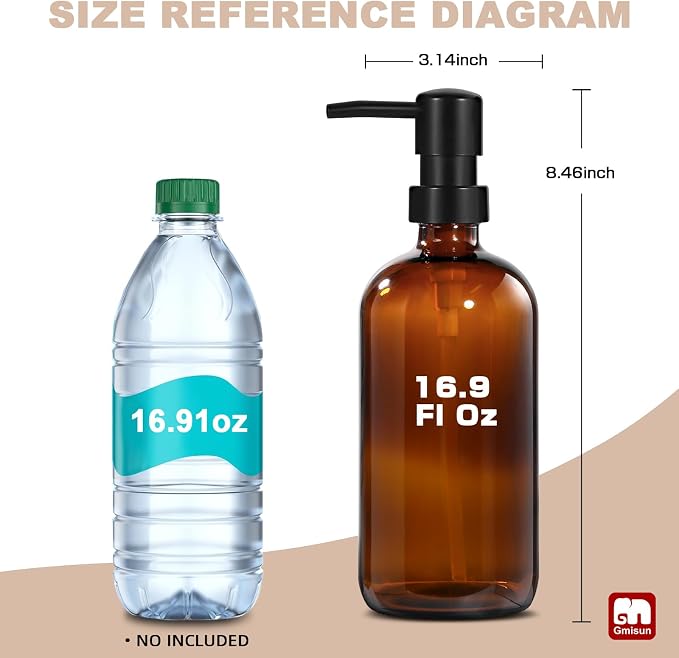 GMISUN Glass Shampoo and Conditioner Dispenser, Shower Soap Dispenser Bottles - Image 2