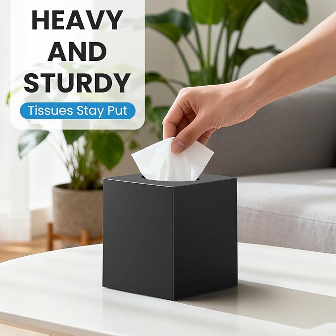 2 Pack Tissue Box Cover Black, Square Acrylic Tissue Holder, Decorative Facial - Image 7