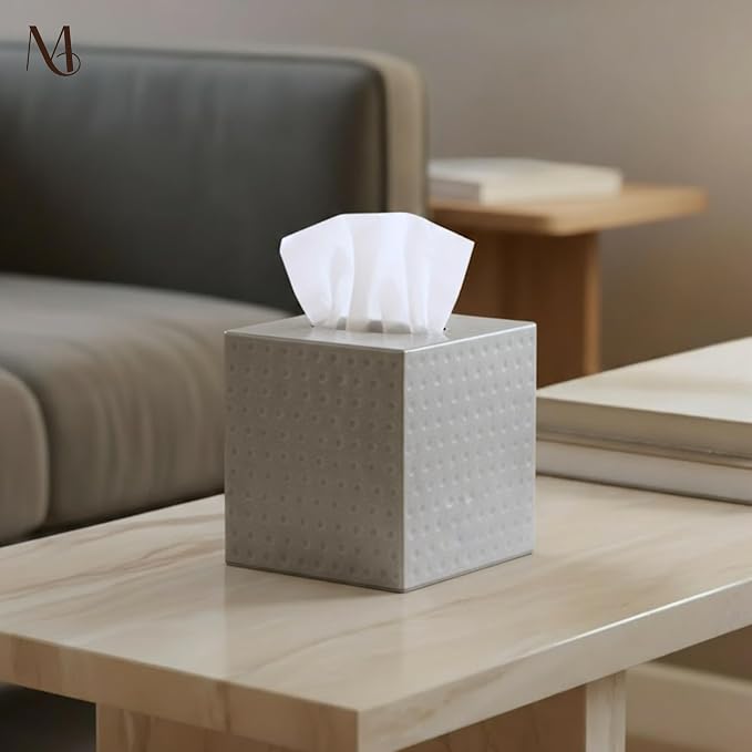 Monarch Abode Tissue Box Cover Square – Hand Hammered Pewter Metal Tissue - Image 4