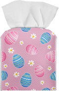 Pink Eggs Flower Tissue Box Case PU Leather Square Modern Asthetic Tissue Box by Pzuqiu