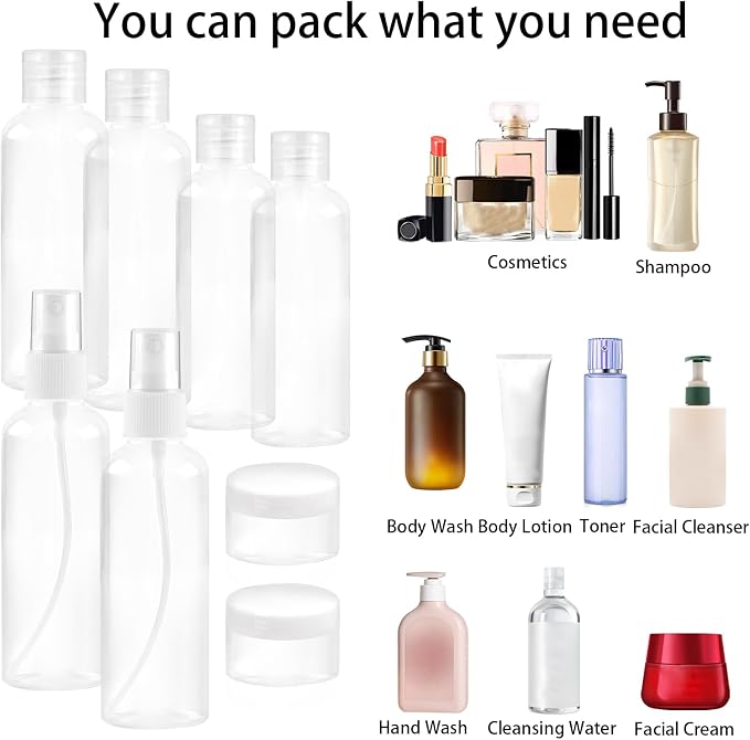 8Pcs Travel Bottles Set, TSA Approved Travel Size Toiletries, Reusable Leak - Image 6
