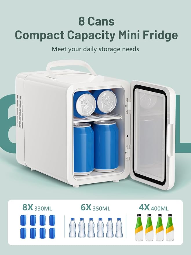 KEENSTAR Mini Fridge, 6 Liter/8 Can Small Fridge, 110V AC/ 12V DC Cooler and - Image 2