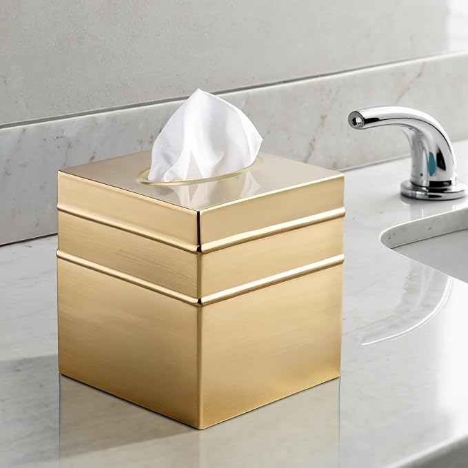 Monarch Abode Tissue Box Cover Square – Handcrafted Border Embossed Brushed - Image 8